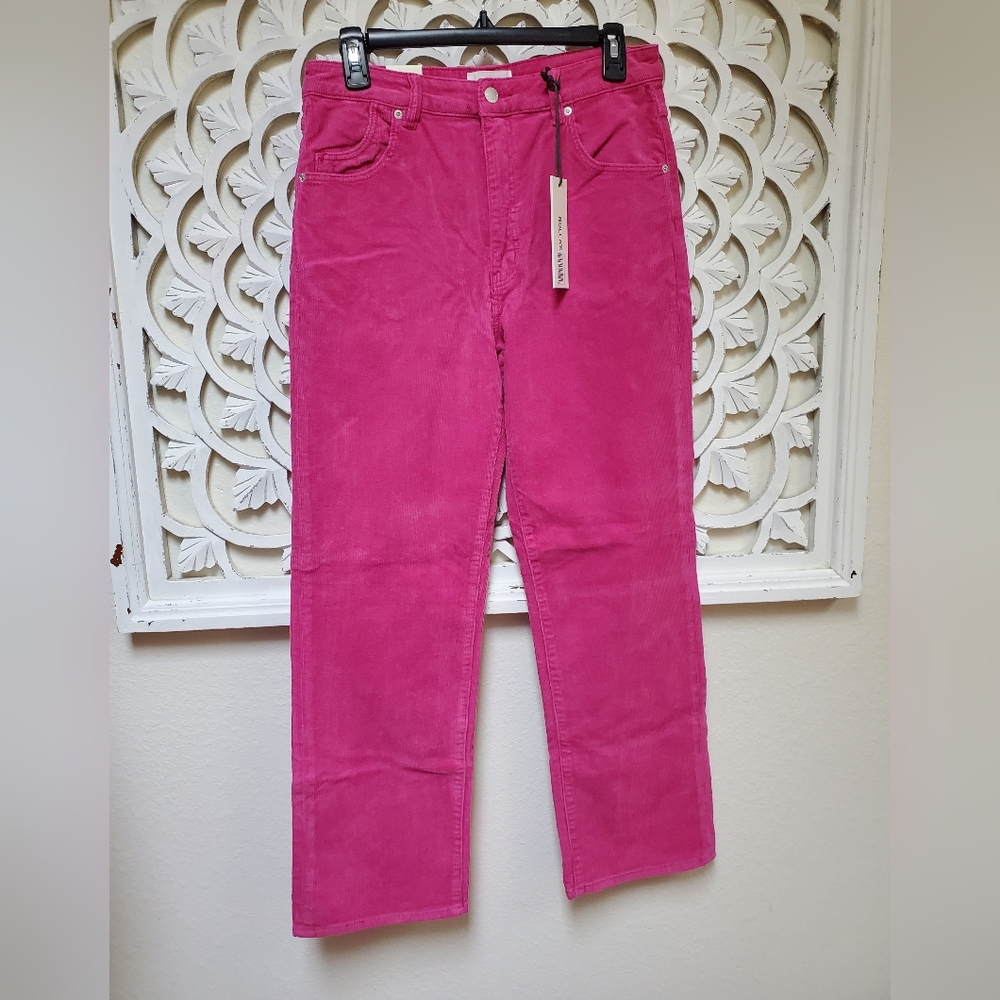 High Rise Straight Magenta Corduroy Pants By Rollas Size 31 NWT
